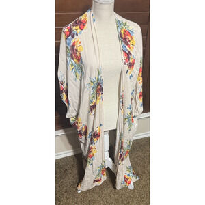 Bishop Street Apparel Womens Kimono Long duster Floral lightweight beachy one sz